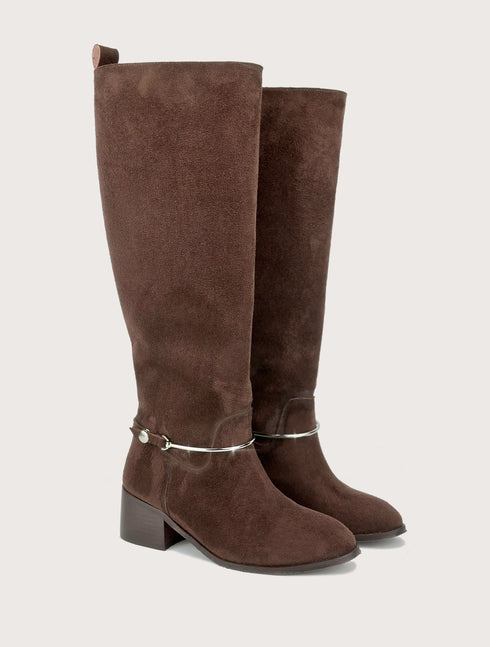 Massi Kahverengi Süet Metal Aksesuarlı BİNİCİ Çizme